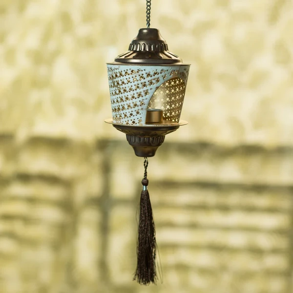 "Rustic Mughal Shade" Handcrafted Hanging Tea-Light Holder In Iron