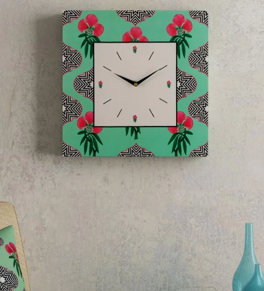 Spark Green MDF Framed Analog Wall Clock, By SEJ By Nisha Gupta